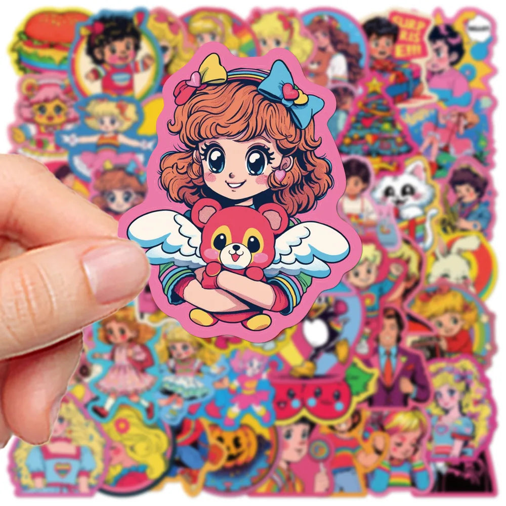 50/100PCS Cute Retro Stickers Luggage Phone Water Cup Decoration Waterproof DIY Stationery Stickers