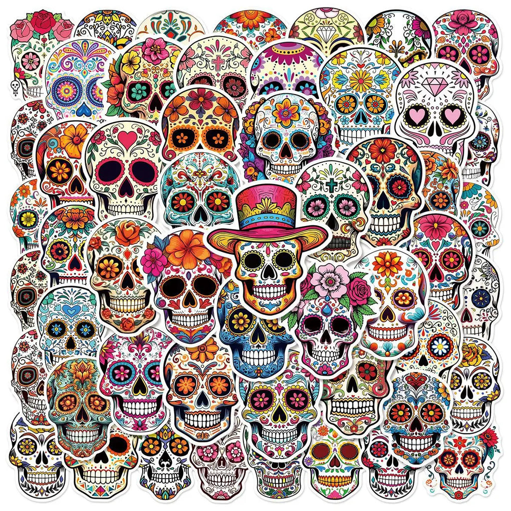 50/100PCS Skull Face Graffiti Stickers Travel Box Stickers Notebook Skateboarding Guitar Helmet Stickers