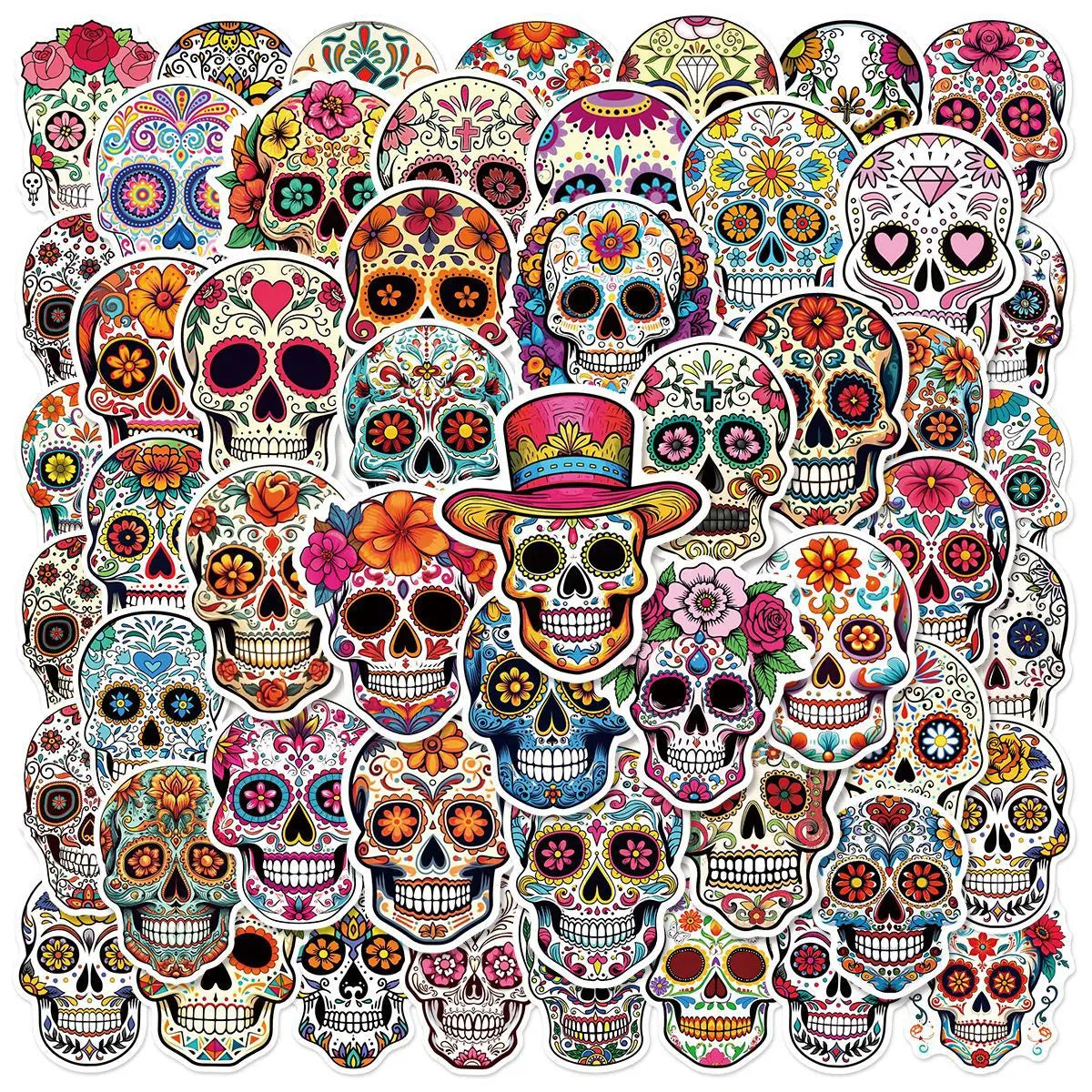 50/100PCS Skull Face Graffiti Stickers Travel Box Stickers Notebook Skateboarding Guitar Helmet Stickers