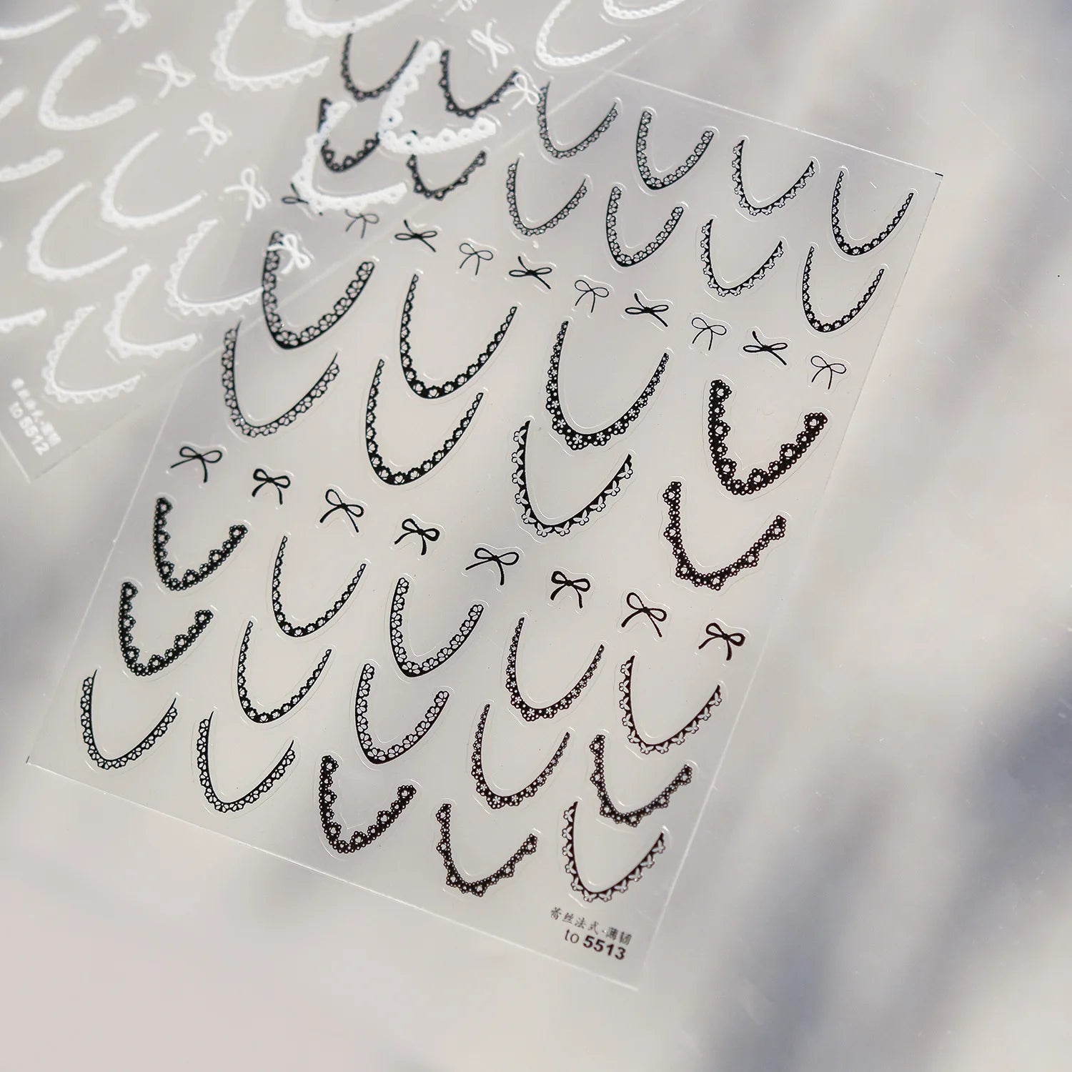 Lace French Nail Art Stickers 3D Thin and Tough Ballet-style Nail Decorations Stickers Colors French Bow Love Adhesive Decals
