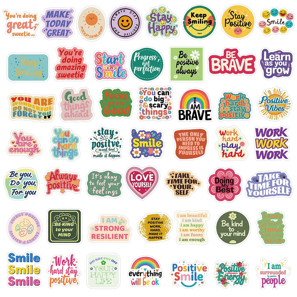 50PCS Positive Positive Stickers Harajuku Kawaii Skateboard Graffiti Stickers DIY Notebook Phone Case Manual Decorative Stickers
