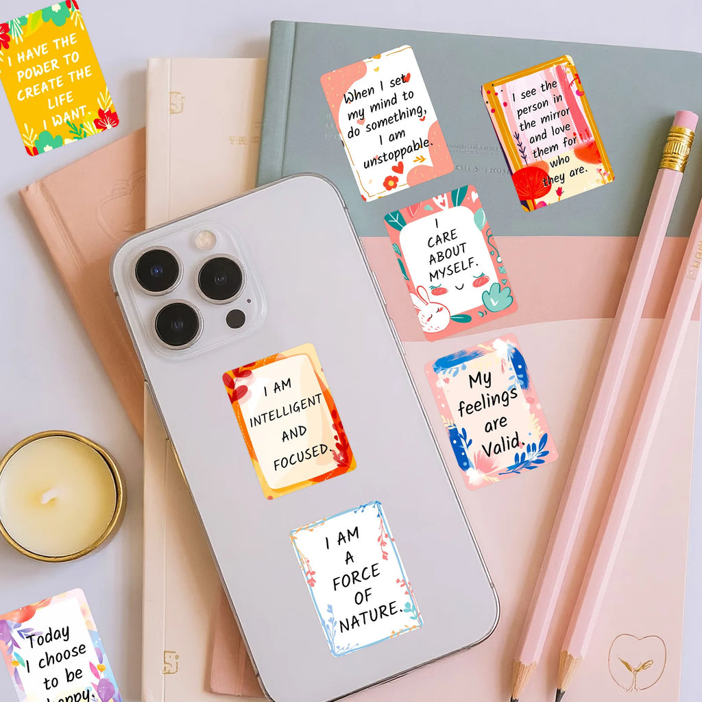 50Pcs Office Motivational Doodle Stickers, Positive Affirmation Emotional Wellness Decals for Stationery Notebook Luggage