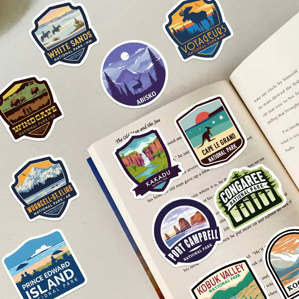 100PCS Cartoon World Landmark & National Park Graffiti Waterproof Stickers DIYFor Decorative Guitar Notebook Luggage Stationery