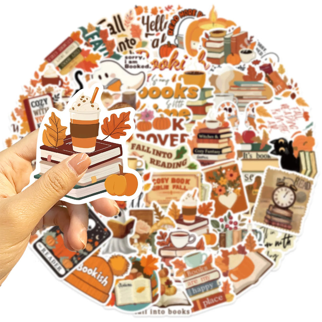 50/100PCS Cartoon Autumn Season Bookworm Graffiti Stickers Decoration Guitar Notebook Luggage DIY Cross border Waterproof