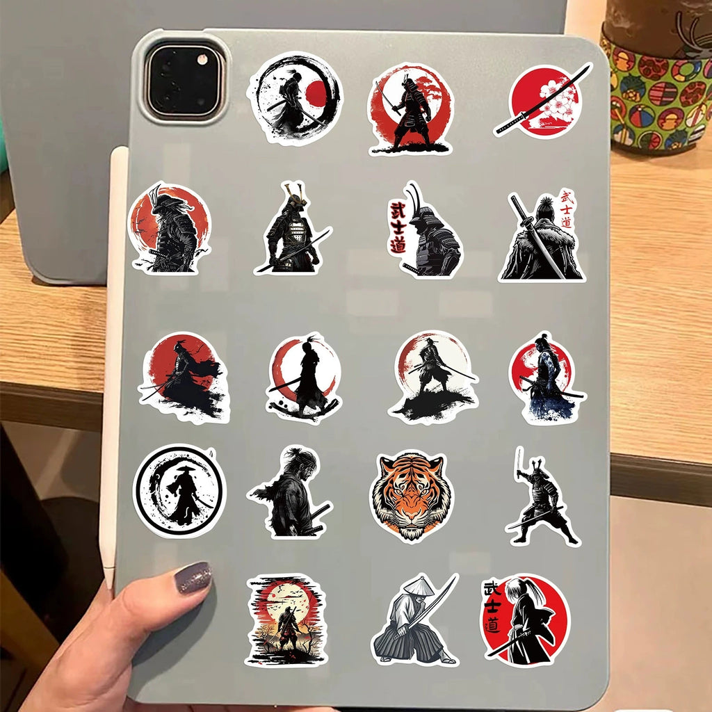 50/100Pcs Japanese Samurai Bushido Stickers Waterproof DIY Cool Gift DIY Stickers for Guitar Helmet Phone Laptop Stickers
