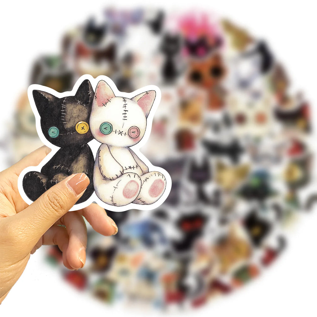 50/100PCS Gothic Weird Cat Graffiti Stickers Decorative Guitar Notebook Luggage DIY Waterproof Stationery Stickers