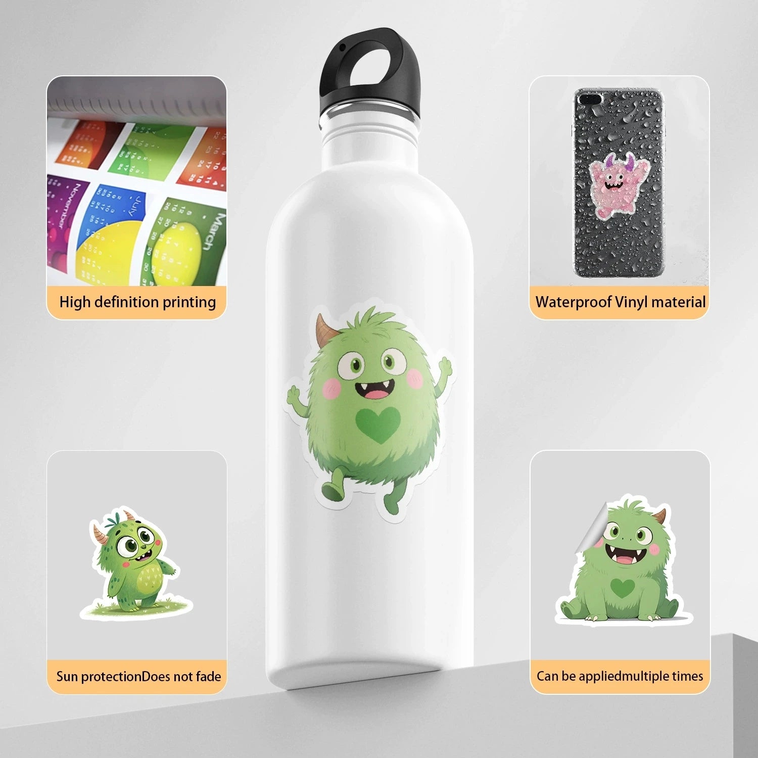 50/100PCS Cute Big Eyes Animal Graffiti Stickers Water Cup Phone Waterproof Stickers Cartoon Big Eyes Animal Stationery Stickers