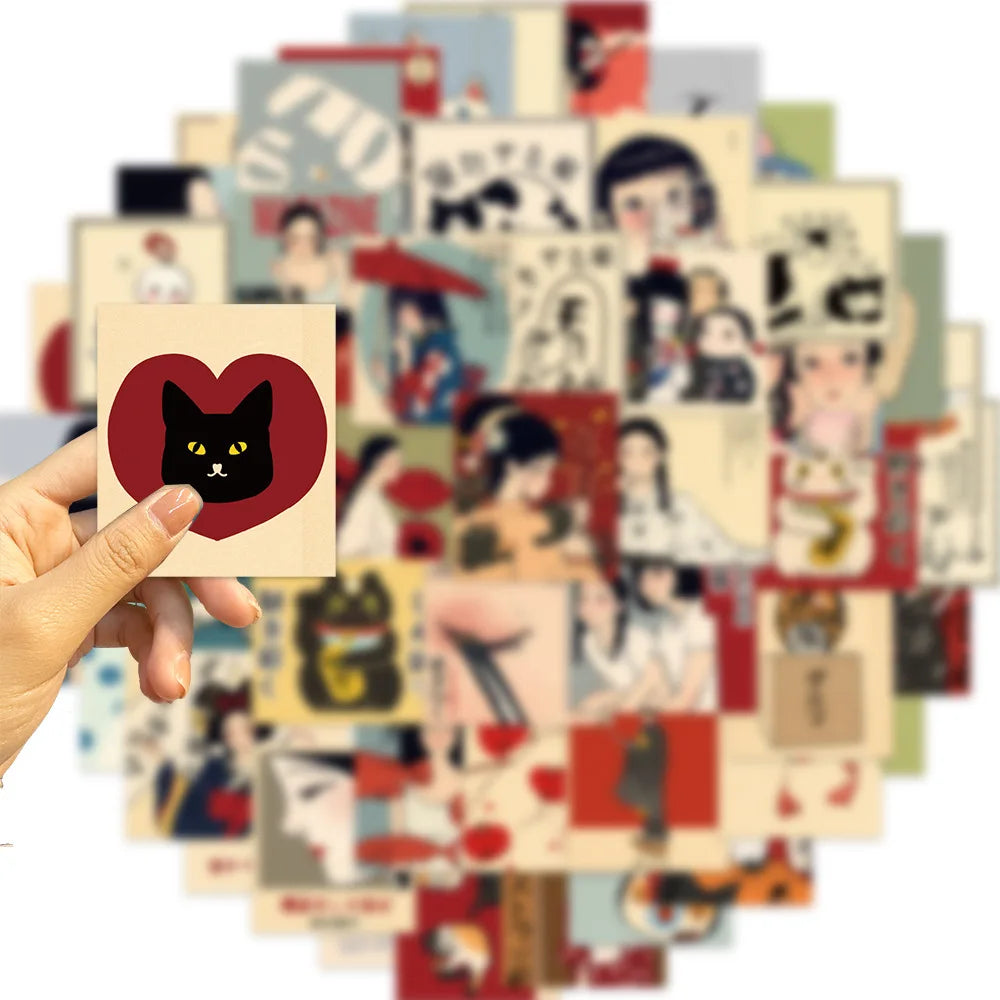 50/100pcs Vintage Classic Japanese Anime Scrapbook Stickers DIY Diary Laptop Luggage Skateboard Graffiti Decal Classic Toys