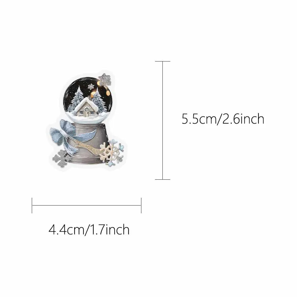 50-Pack Winter Watercolor Transparent PET Stickers for Journal Phone Case Notebook DIY Waterproof Decoration