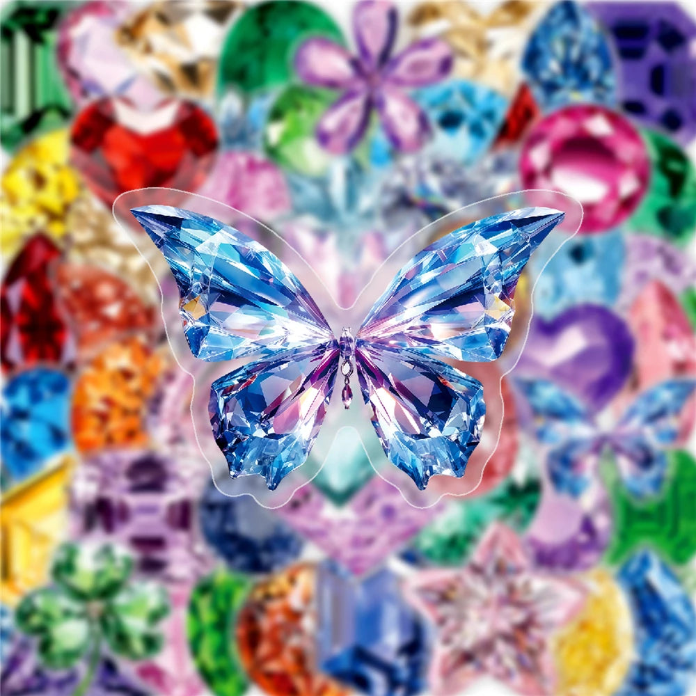 50/100 Pcs Ins Style Colorful HD Diamond Gem Stickers PET Clear Waterproof for Cup Phone Laptop File Holder Diary Decals