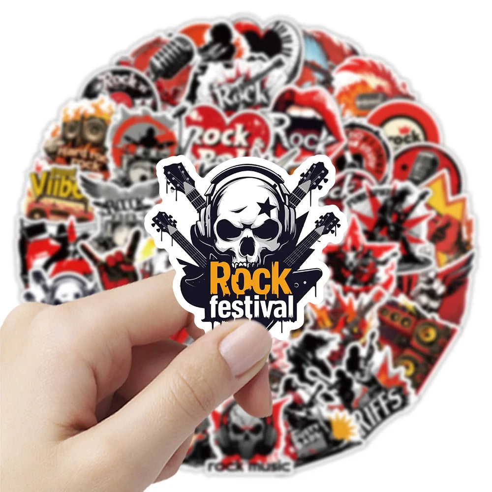 50-Pack Hip Hop Rock Music Graffiti Stickers Waterproof Decorations for Water Bottles Luggage Refrigerators Mobiles Stationery