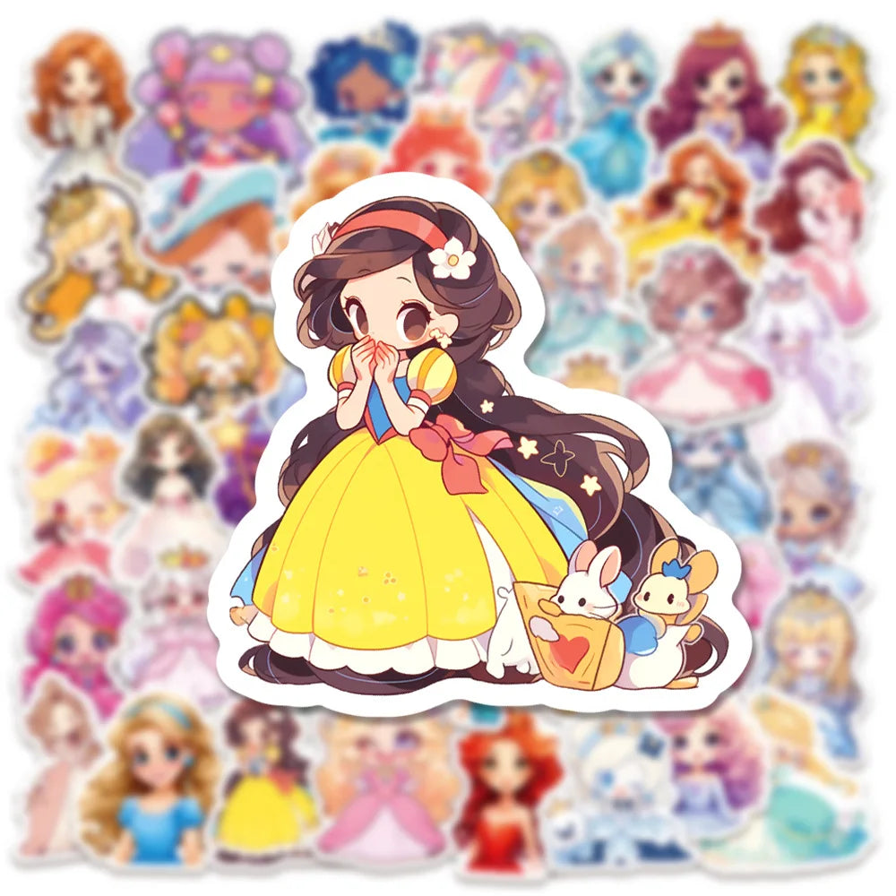 60/120 Pcs Cute Cartoon Princess Stickers for Notebook Cup Stationery Box Suitcase Fridge Desk File Holder Removable Waterproof