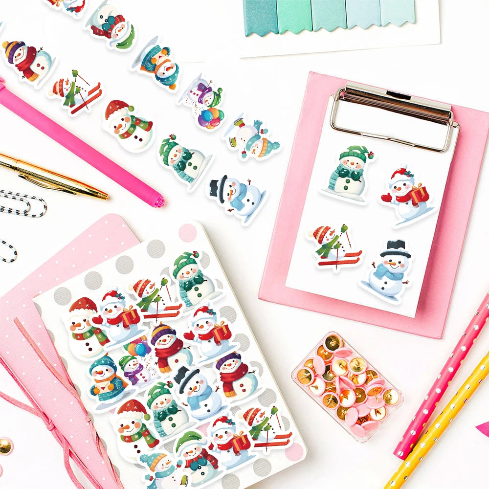500PCS Christmas Snowman Stickers Small Pattern Decoration DIY Bags, Tablets, Skateboards, Motorcycles, Water Cups, Toy Stickers