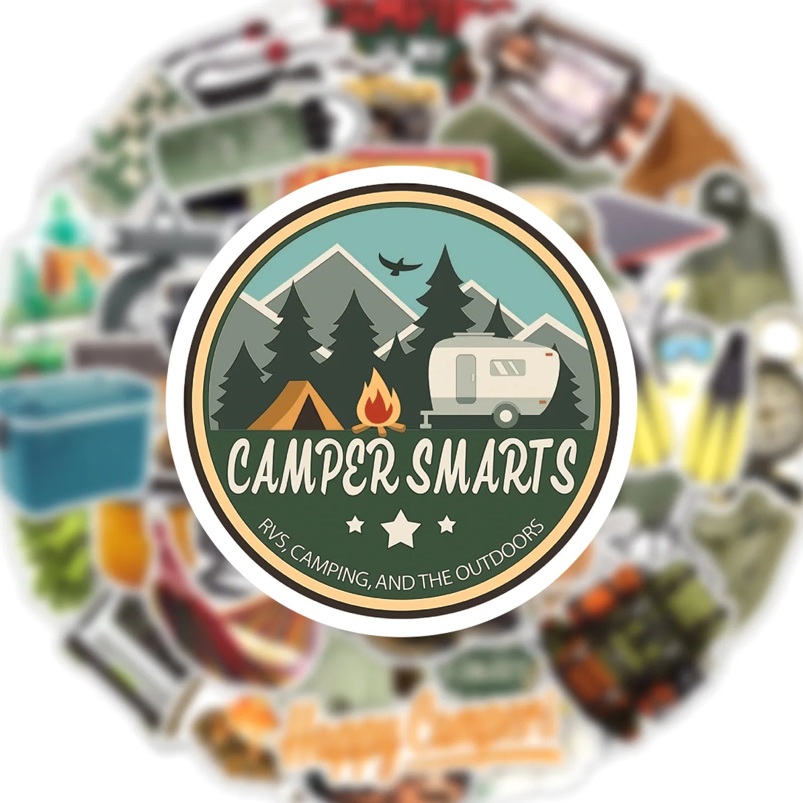 50/100 Pcs New Outdoor Camping Theme Stickers for Tent Car Phone Skate Cup Suitcase Guitar No Repeat Waterproof Decals