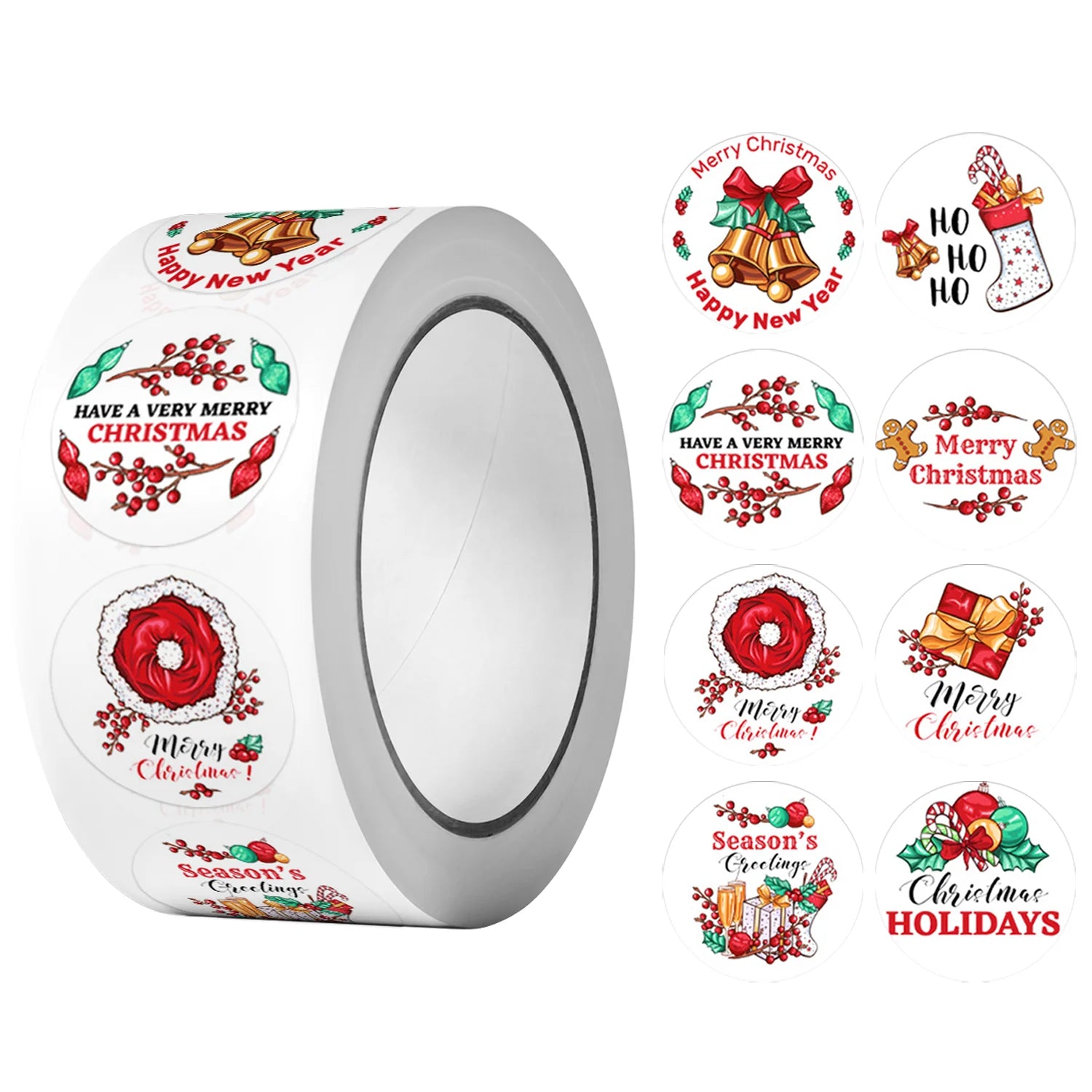 500Pcs Round Vintage Christmas Floras Stickers 2.5cm/1'' Roll DlY Craft Decoration Festival Scrapbooking Labels Gift Sealing