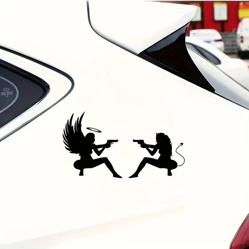 Car Stickers Devil Angel Car Stickers And Pistol Vinyl Stickers For Car