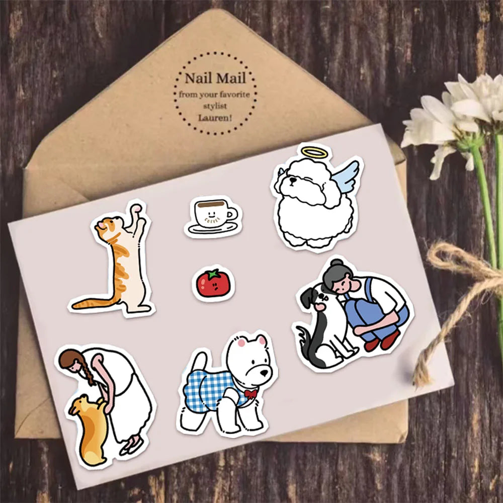 8PCS Cute Pet Fun Market Cartoon Fun Animal Stickers DIY Phone Case Laptop Water Cup Motorcycle Toy Stickers