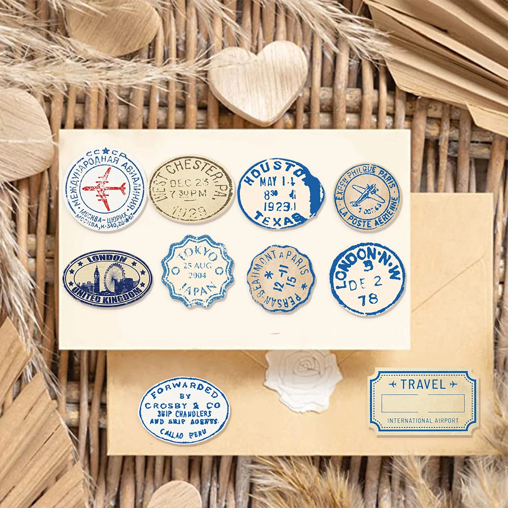 50PCS Travel Ticket Stub Stickers Landmark Landscape Stickers DIY Manual Labels Luggage Tablet Skateboard Decoration Stickers