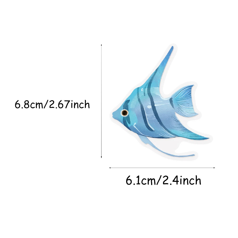 50PCS Cartoon Marine Creatures Fish Transparent Stickers DIY Luggage Laptop Guitar Skateboarding Bicycle Decorative Stickers Toy