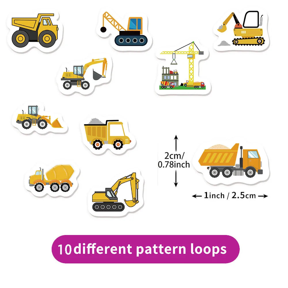 500PCS Cartoon Engineering Excavator Vehicle Creative Graffiti Stickers DIY Luggage Audio Skateboard Small Pattern Stickers