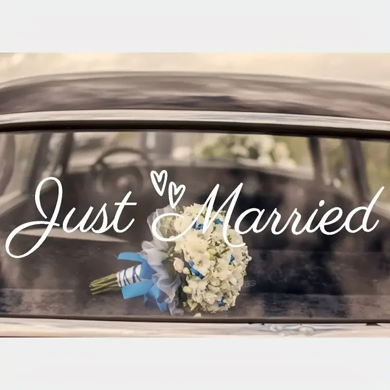 1pc Wall Decals Just Married Sign, Wedding Sign Sticker, Just Married Car Wall Sticker, Vinyl Wedding Decals, For Wedding Decora