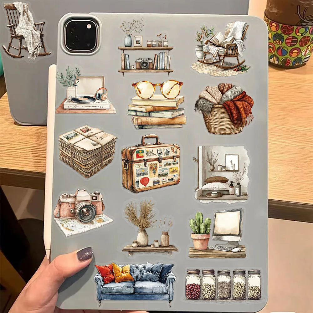 50PCS Home Art Series Transparent Stickers DIY Scrapbook Phone Case Laptop Tablet Decorative Toy Stickers