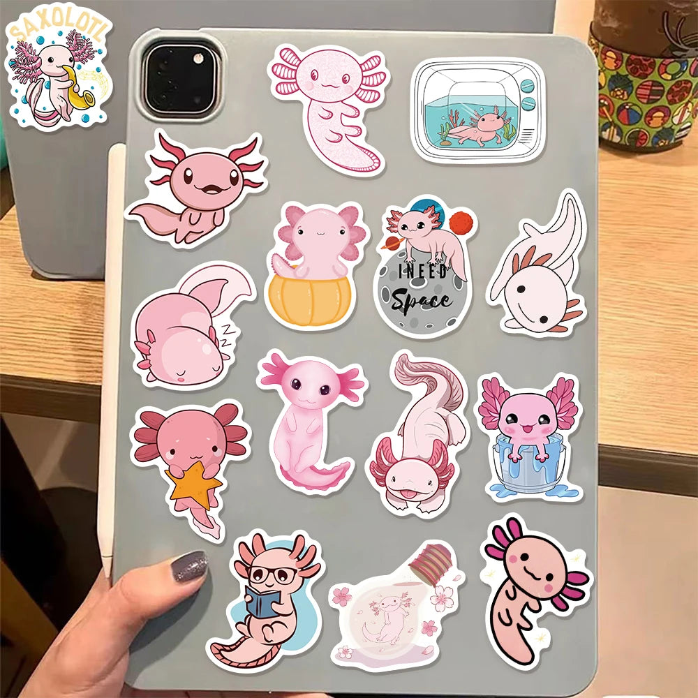 50/100PCS Axolotl Graffiti Stickers Cute Animal Cartoon Stickers Toy Suitcase Scrapbook Diary Mobile Laptop Sticker Pack