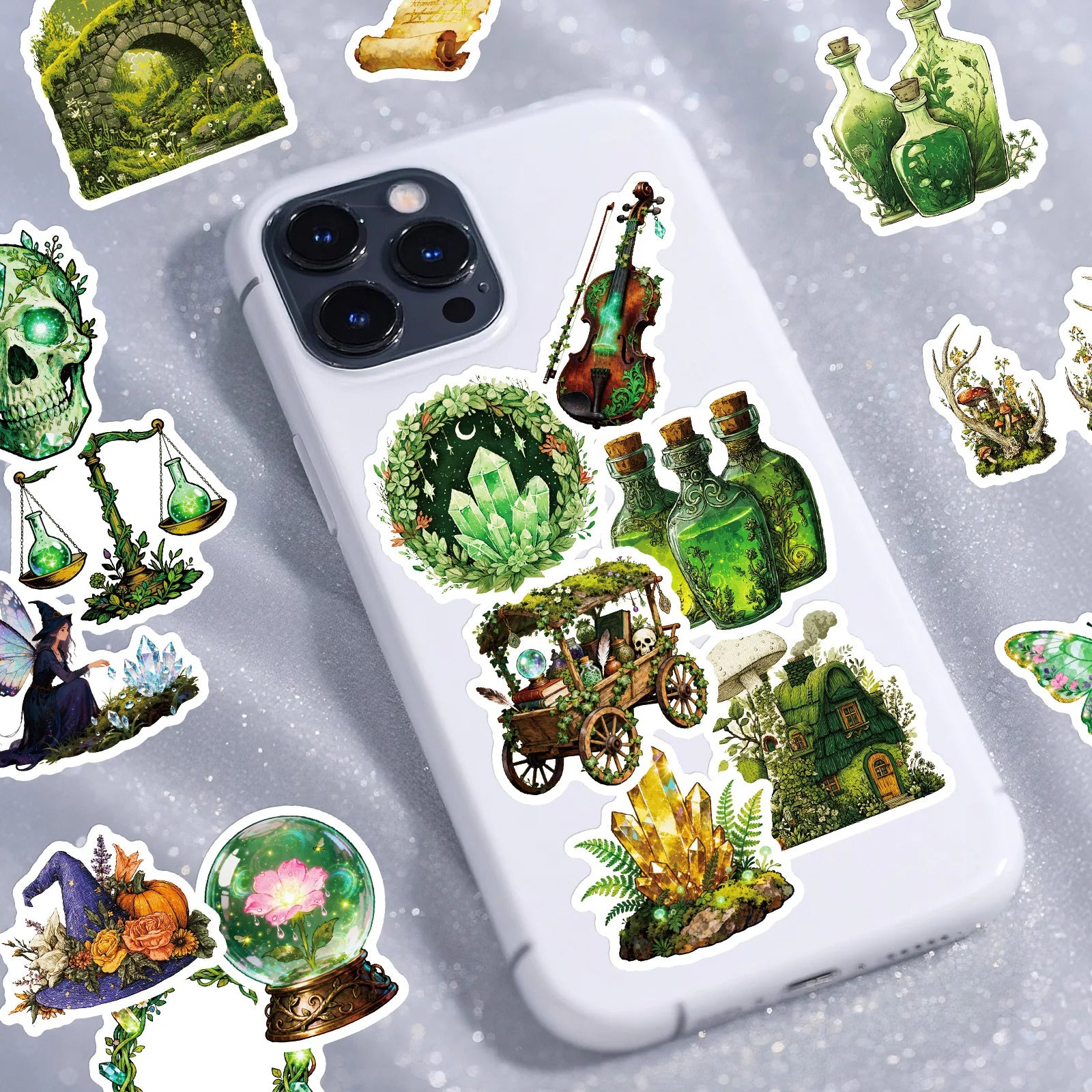 56/112 Pcs Magic Forest Witch Series Self-Adhesive Doodle Stickers for DIY Scrapbook Notebook Helmet Scooter Stationery Box