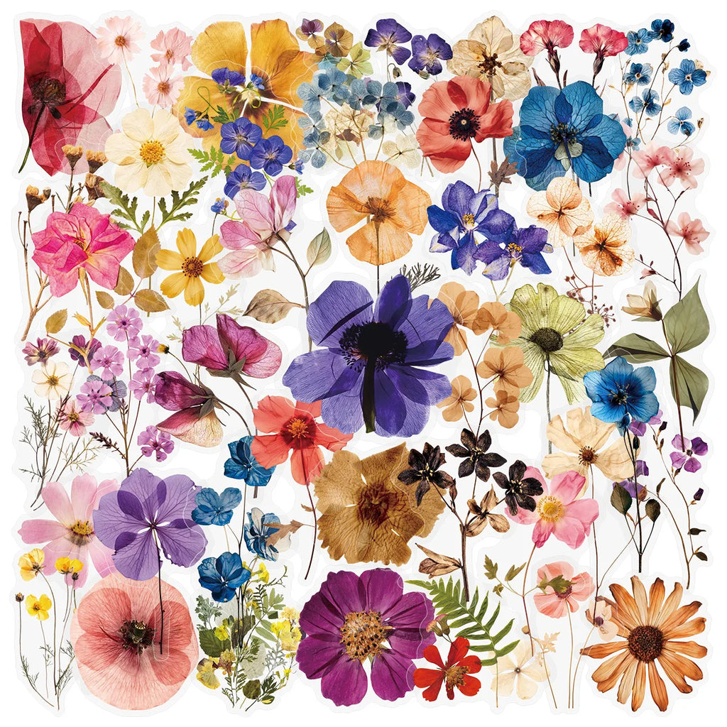 50/300PCS Transparent PET Flower & Plant Stickers DIY Notebook Tablet Phone Water Cup Decor Stationery Pen Holder Stickers