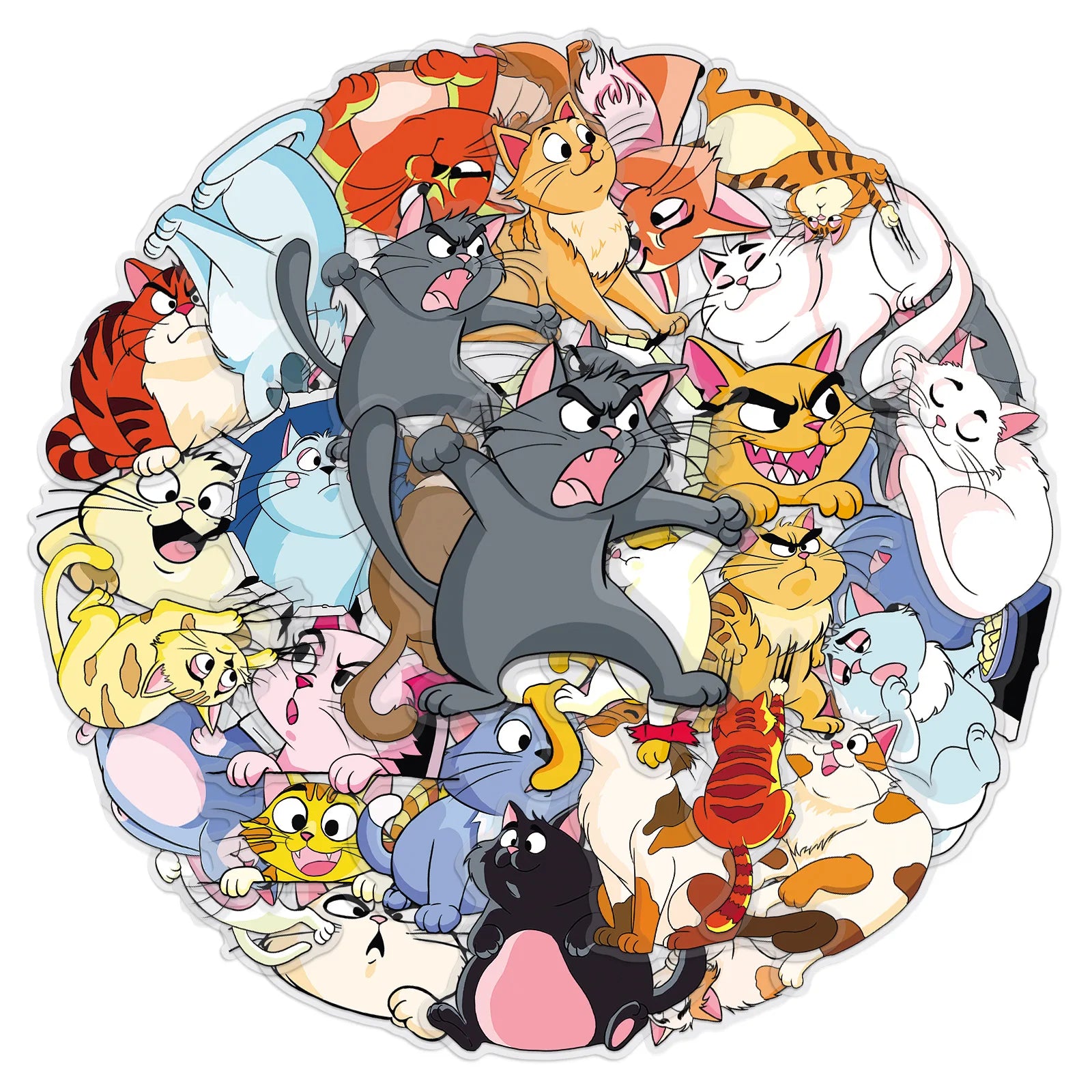 50/100PCS Transparent PET Funny Cat Sticker Cute Kitten Cartoon Waterproof Decoration DIY Laptop Stationery Sticker
