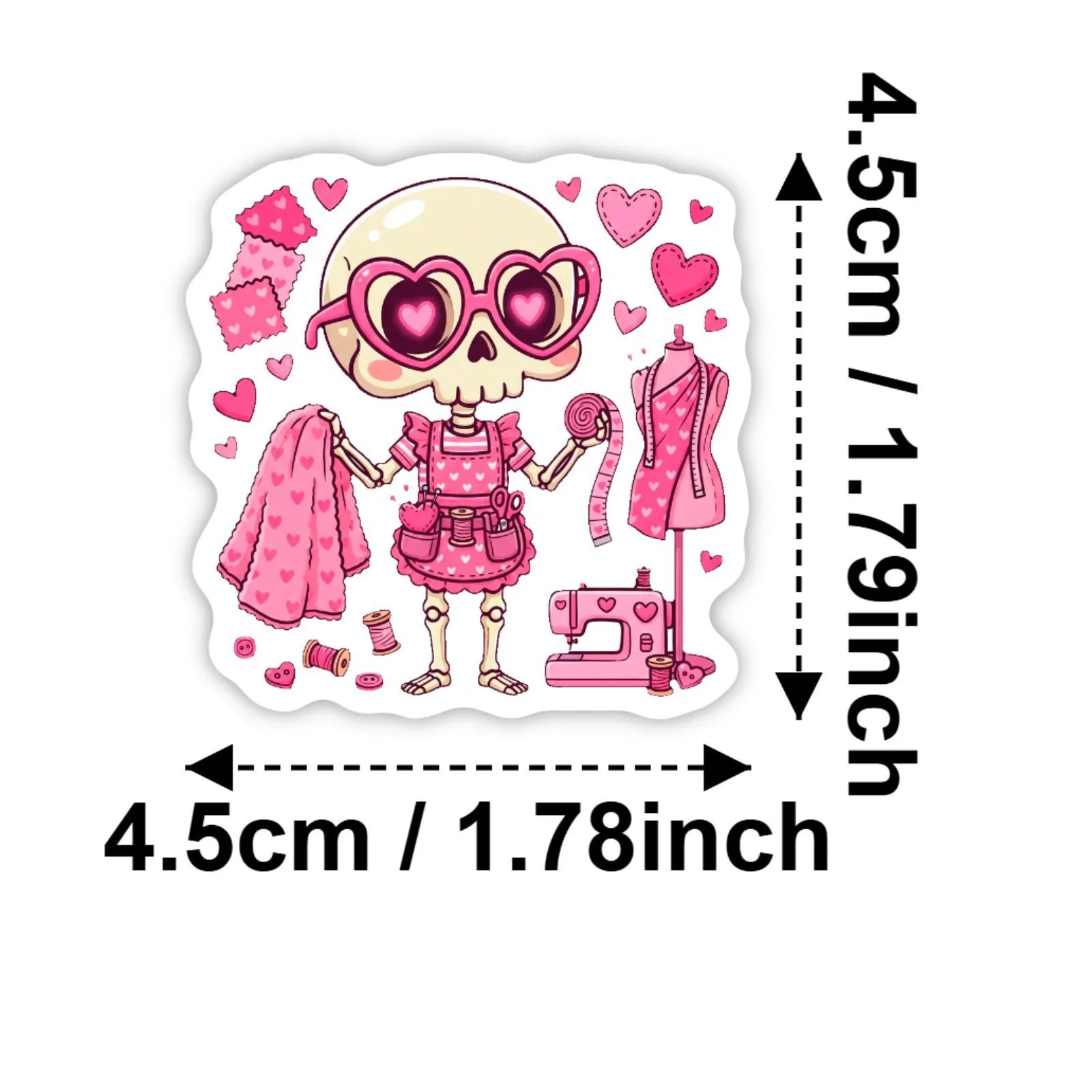 50/100 Pcs Pink Valentine Fun Skull Stickers Funny Heart Skeleton Waterproof DIY for Cup Phone Laptop Diary Helmet Decals