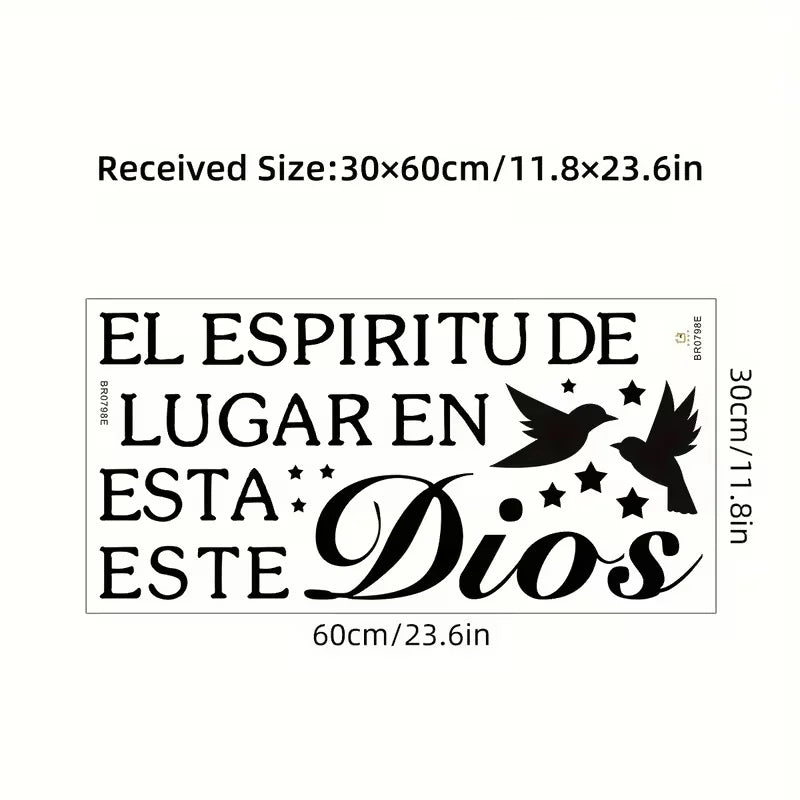 1pc Vinyl Wall Stickers, "The Spirit of God Is In This Place" Text Pattern Self-Adhesive Wall Decals, Home Decor Bedroom Entrywa