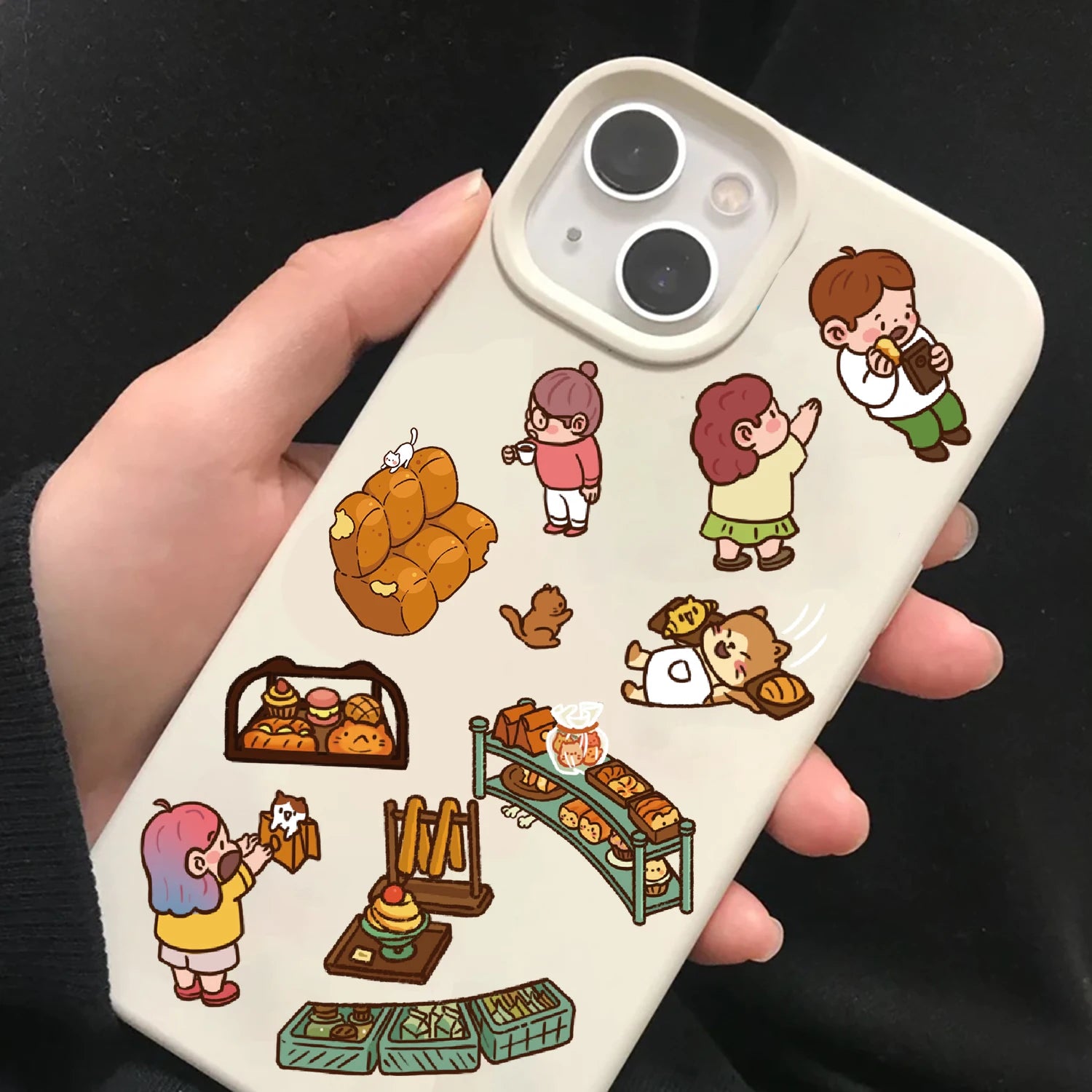 3PCS Meow Bread House Print Scenery Sticker Notebook Aesthetic Gifts Coffee Stationery Home Motorcycle Casual Gifts Stickers