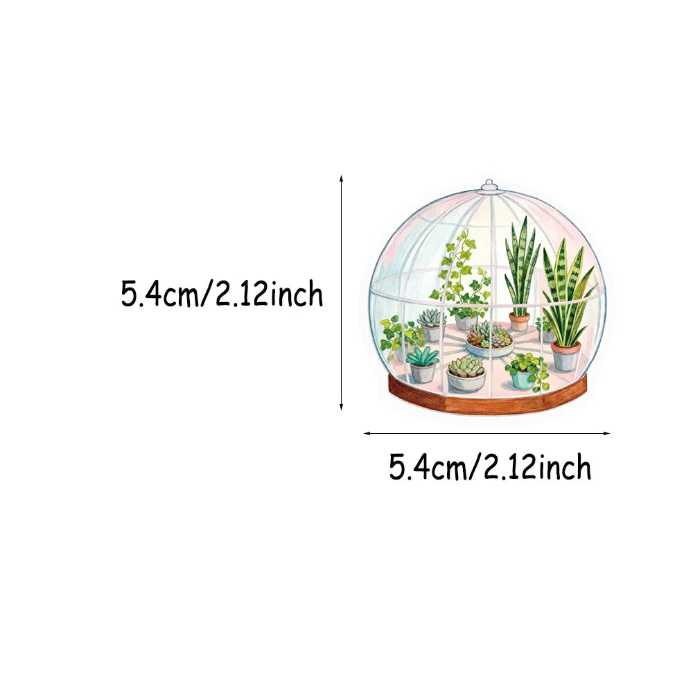 50PCS Creative Greenhouse Flower Decoration Stickers DIY Graffiti Skateboard Phone Case Tablet Electronic Stickers
