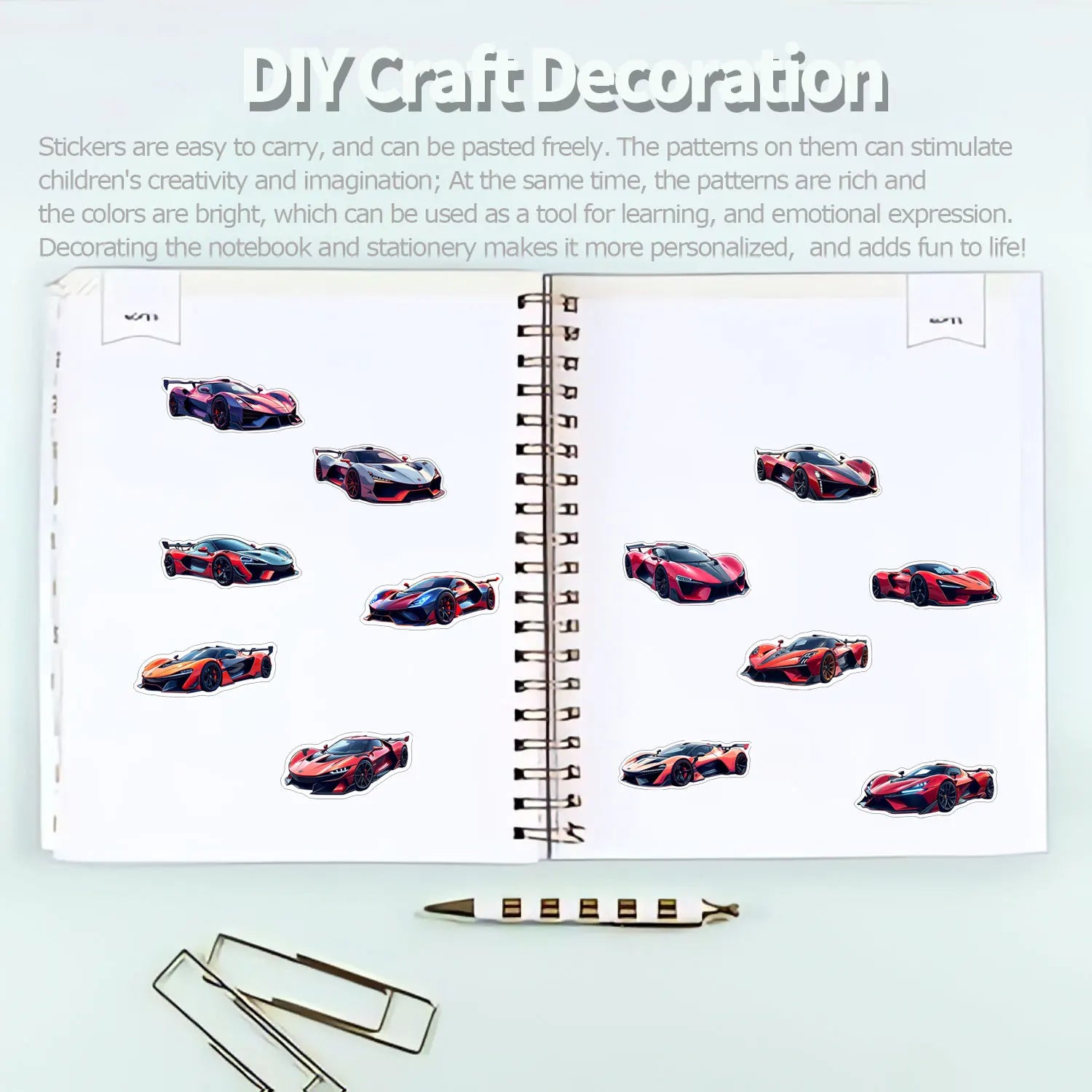 1Roll(500Pcs)12 Irregular Cartoon Supercars Stickers 2.5cm/1'' DlY Craft Decoration Festival Sealing Gifts Scrapbook Labels