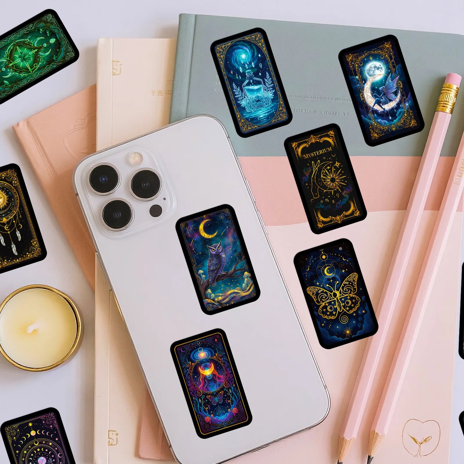 56PCS Celestial Astrology Magic Stickers Sun Moon Tarot Elements Stationery DIY Notebook Album Luggage Aesthetic Sticker