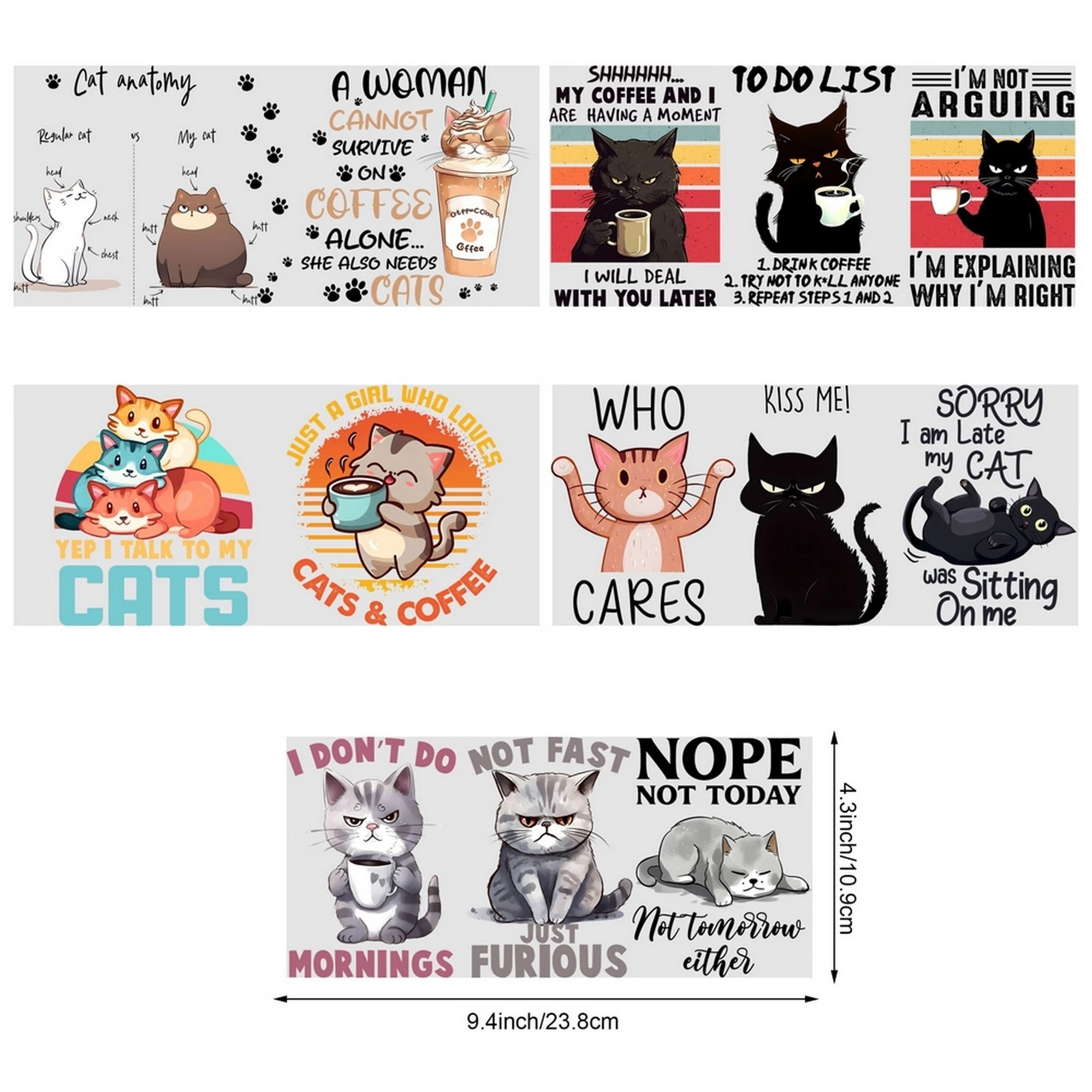 5 Sheet Animal UV DTF Cup Stickers, DTF Friction Transfer Stickers, Waterproof Cartoon Transfer Stickers for 16 Ounces Glass Cup
