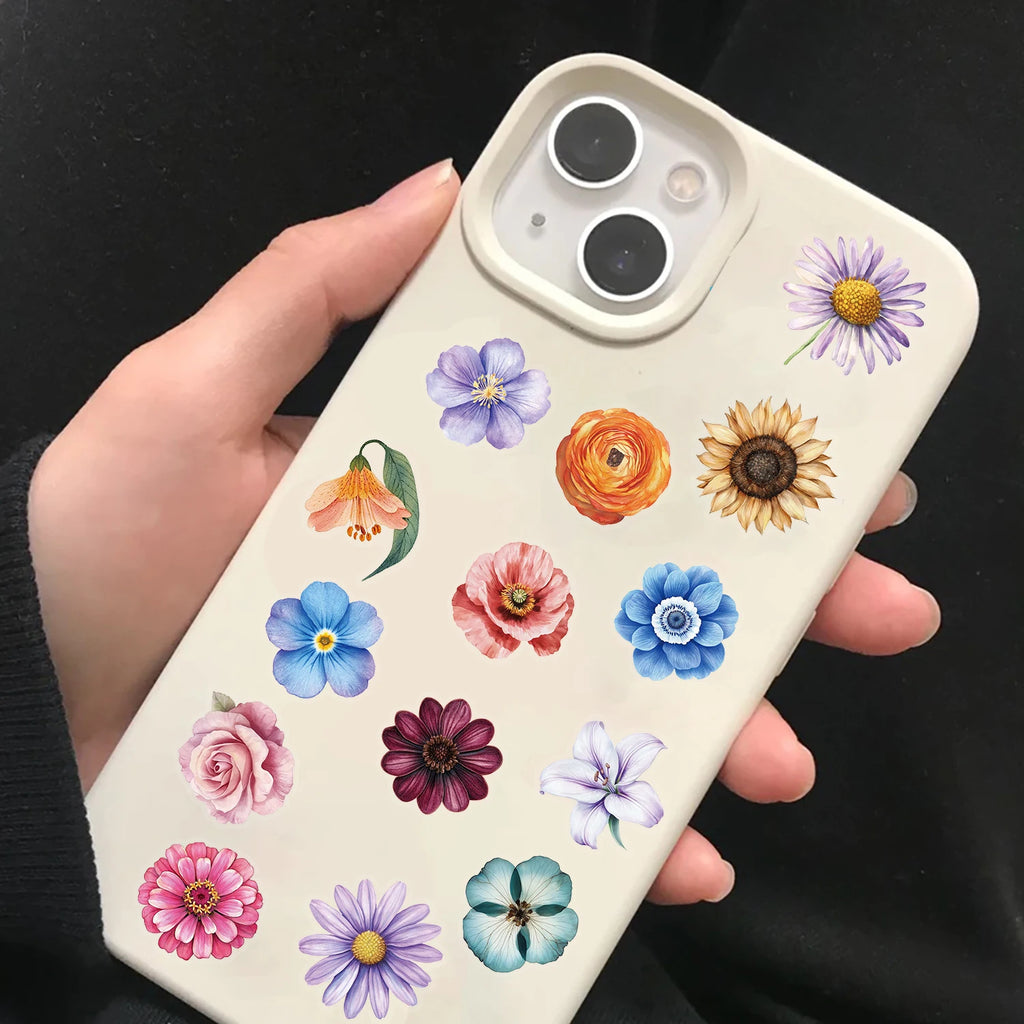 50PCS Vintage Flowers Stickers Aesthetic DIY Guitar Skateboard Stationery Luggage Scrapbooking Ins Style Laptop Suitcase Sticker