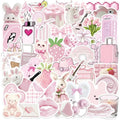 10/30/50PCS Cartoon Light Pink PVC Sticky Sticker Aesthetic DIY Children's Decoration Scrapbooking School Supplies for Kids