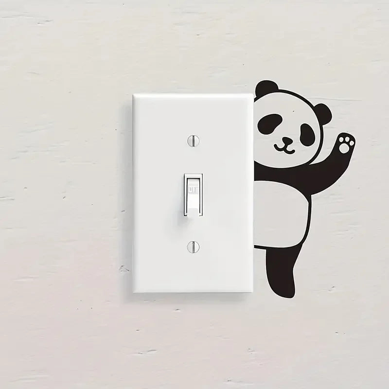 Panda Animal Vinyl Wall Stickers for Light Switch, Glass Surface Adhesive Decals, Matte Finish, Glam Style with Self-Adhesive In