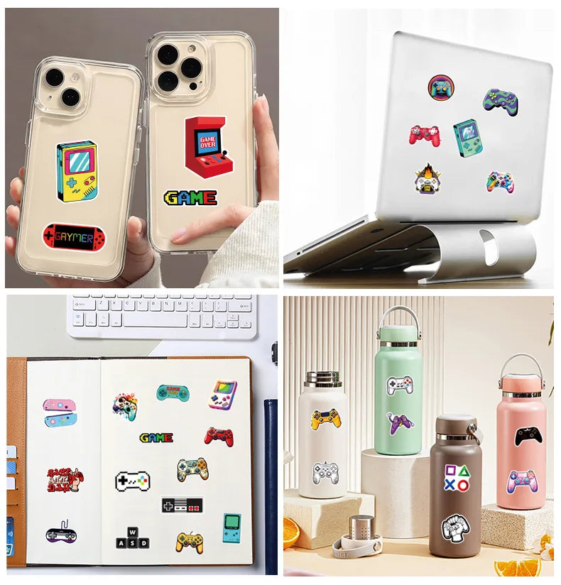 50/100Pcs Cool Classic Game Controller Cartoon Doodle Stickers for DIY Stationery Box Phone Case Cup Laptop Suitcase Retro Style