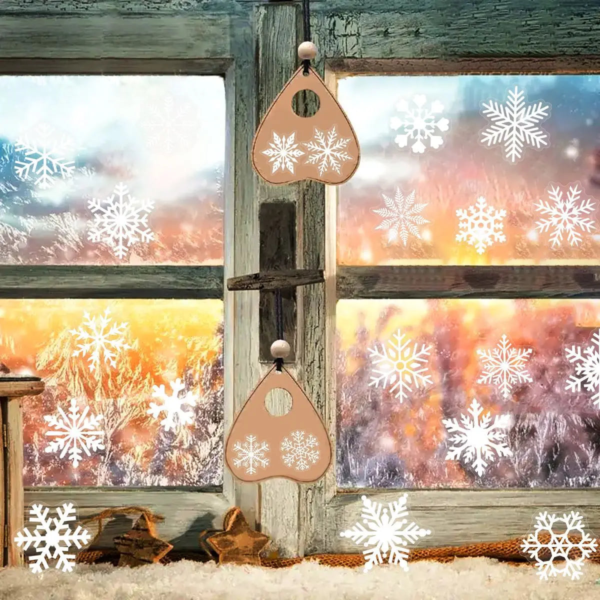 50/100PCS Transparent PET Snowflake Stickers Flat Glass Water Bottles Christmas Decorative Window Stickers