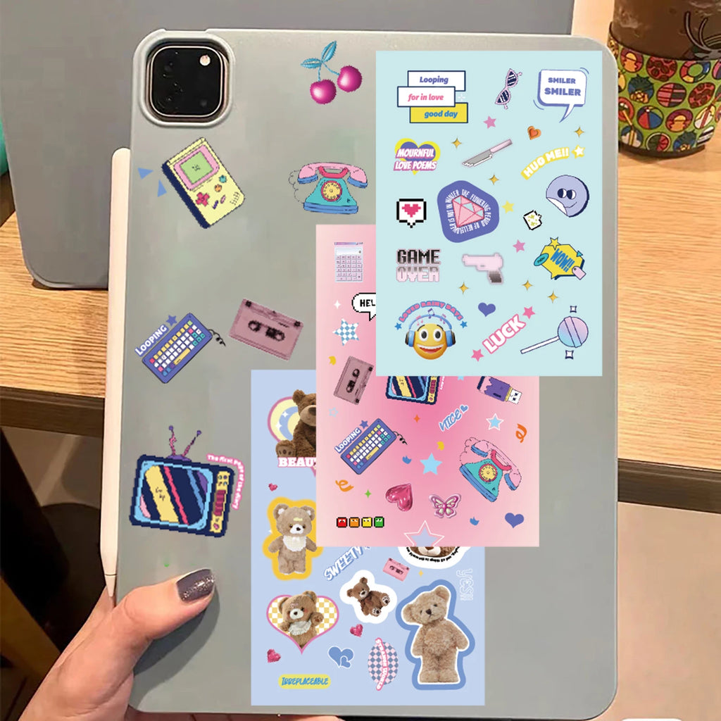 8/16Pcs Pet Instagram Sticker Living Room Retro Cartoon Skateboard Art Picture Bicycle DIY Stationery Notebook Landscape Sticker