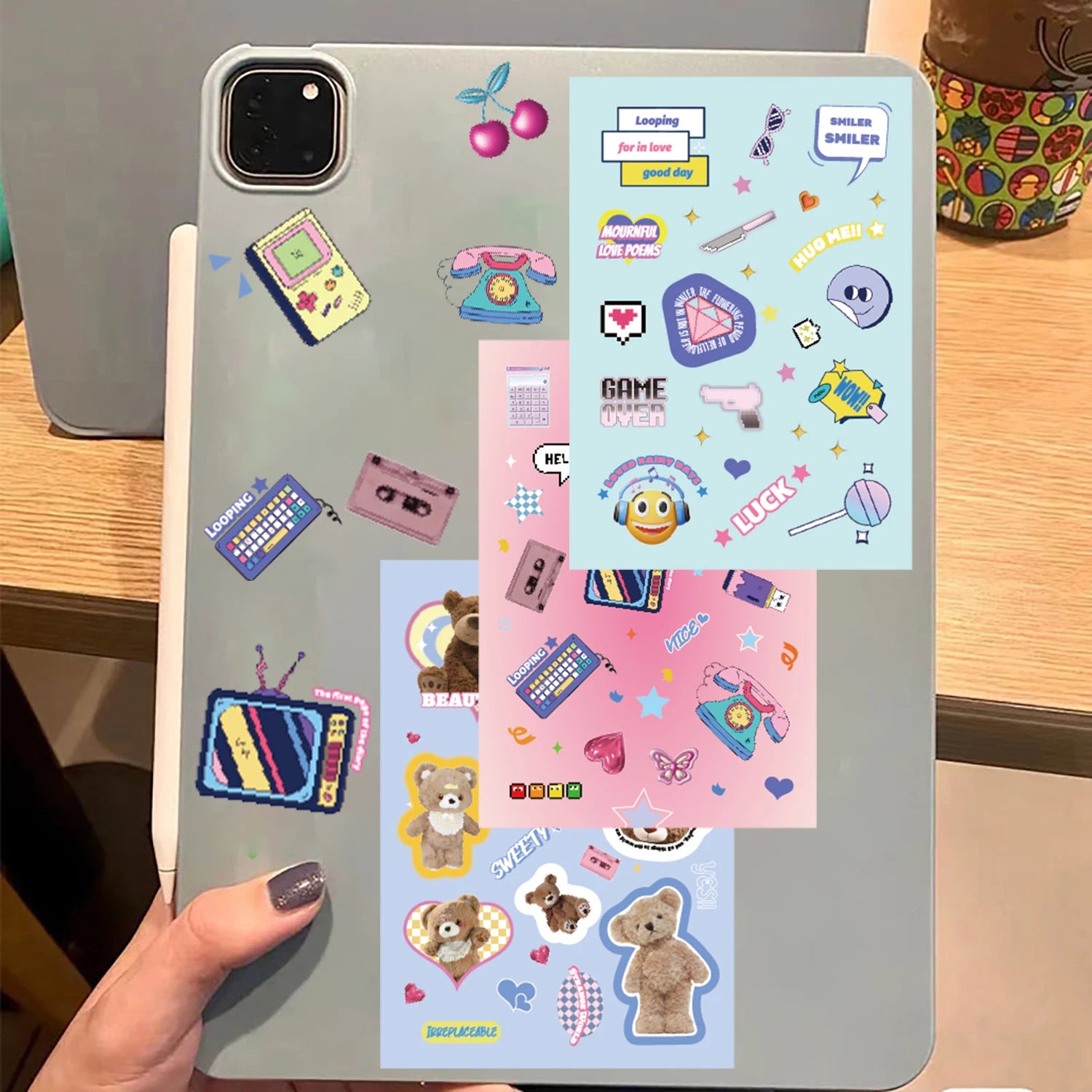 8/16Pcs Pet Instagram Sticker Living Room Retro Cartoon Skateboard Art Picture Bicycle DIY Stationery Notebook Landscape Sticker
