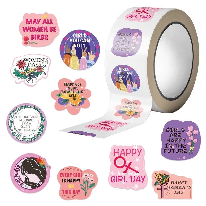 500PCS Kawaii Girl's Day Sticky Paper Sticker Labels Thank You Sticker Sealing DIY Decoration Scrapbooking Stationery Supplies