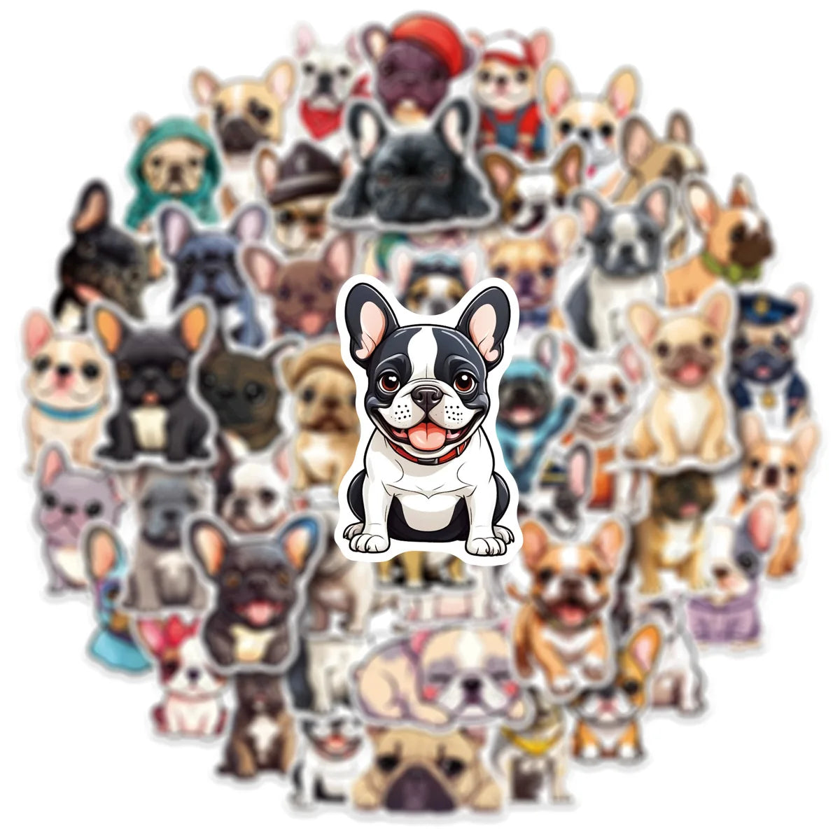50/100 Pcs New Cartoon French Bulldog HD Colorful Stickers for Suitcase Thermos Stationery Box Toy Shelf Fridge Removable Decals