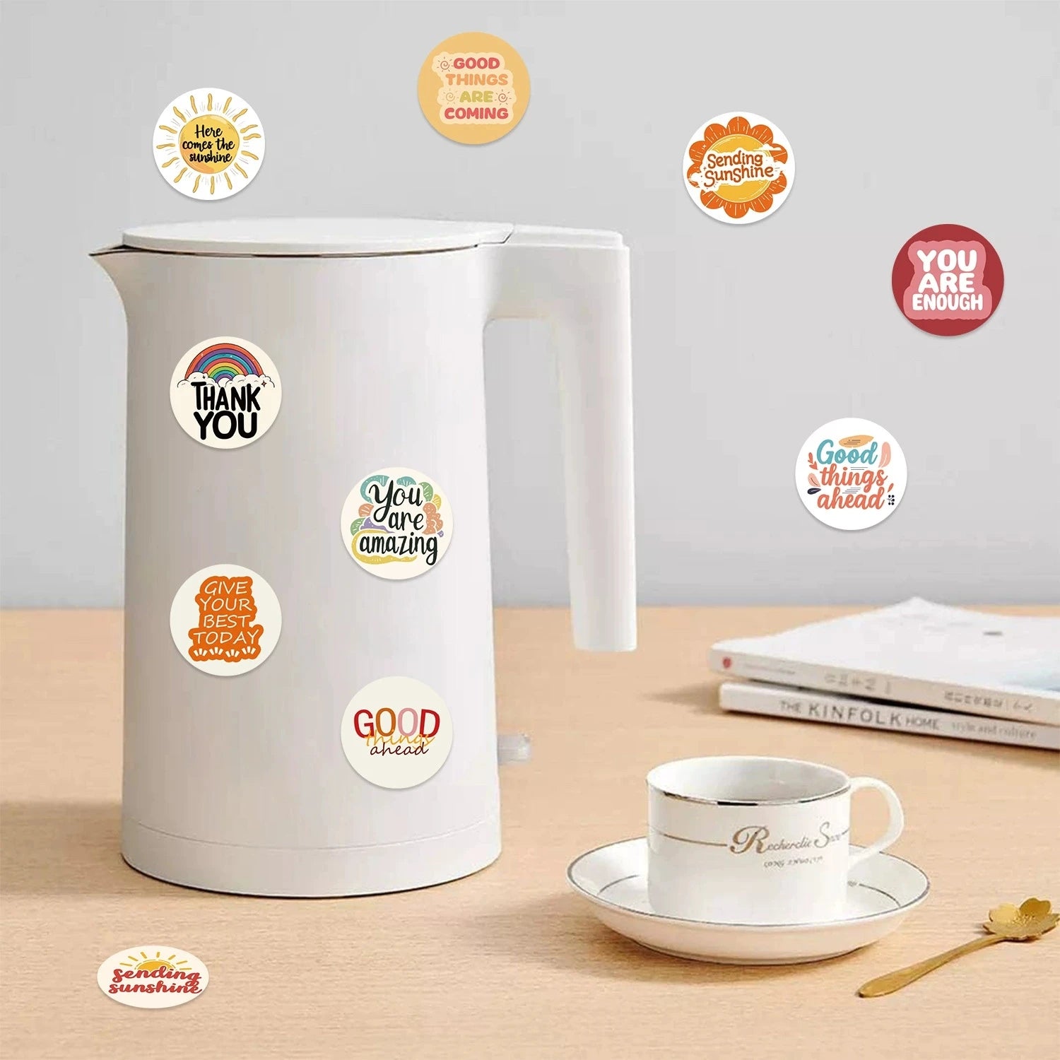 500PCS Roll Stickers Sunshine Phrase Stickers Decorative Envelope Reward Stickers