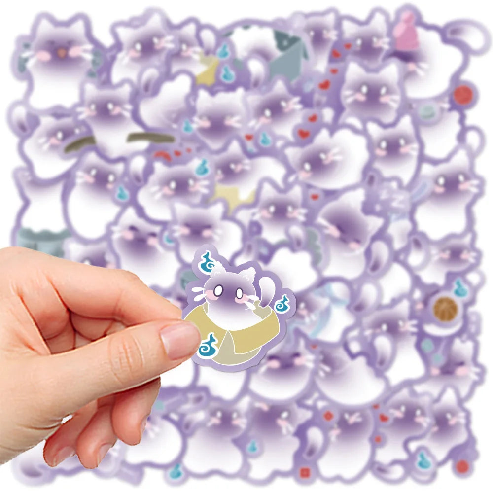 50Pcs Cute Cat Graffiti Stickers Cute Cartoon Animal Notebook Phone Notebook Decorative Stationery Stickers