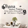 1pc Ohana Family Quote Wall Sticker - Modern Black Vinyl Decal with Floral Design, "Family Means Nobody Gets Left Behind or Forg