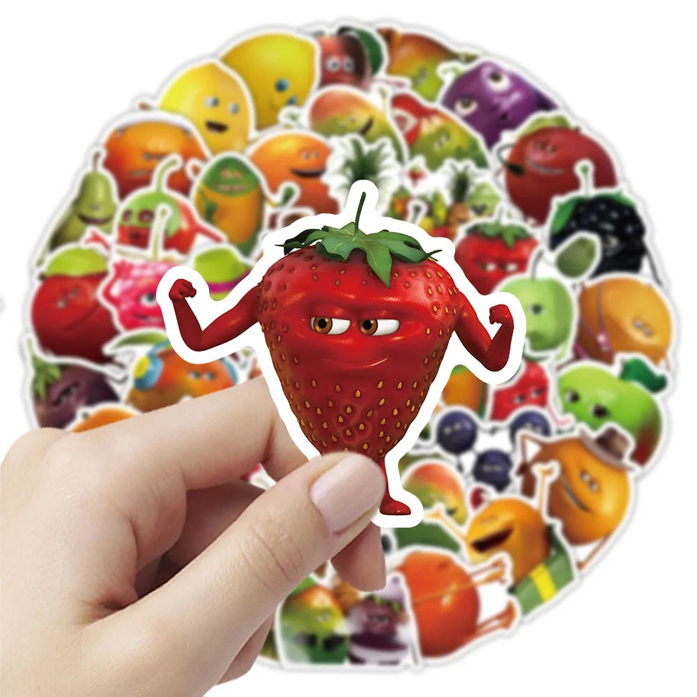 50PCS Cute Fruit Family Stickers Cartoon Apple Orange Water Cup Phone Waterproof Student Stationery Sticker